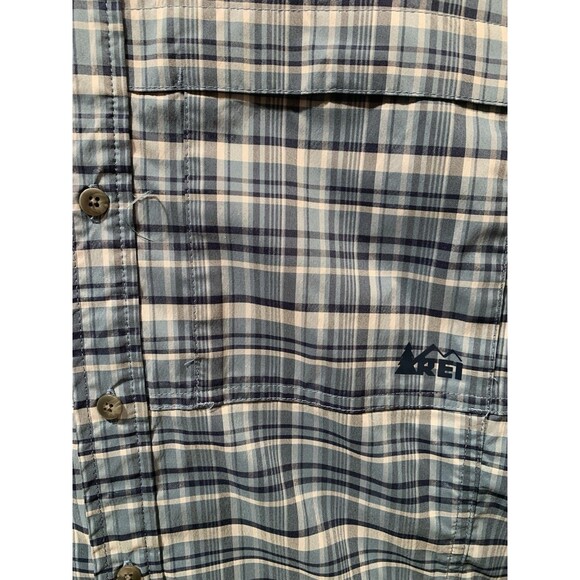 REI Co-Op Blue Plaid Vented Button Up M Fishing Hiking Outdoor Camping Shirt - Picture 8 of 16